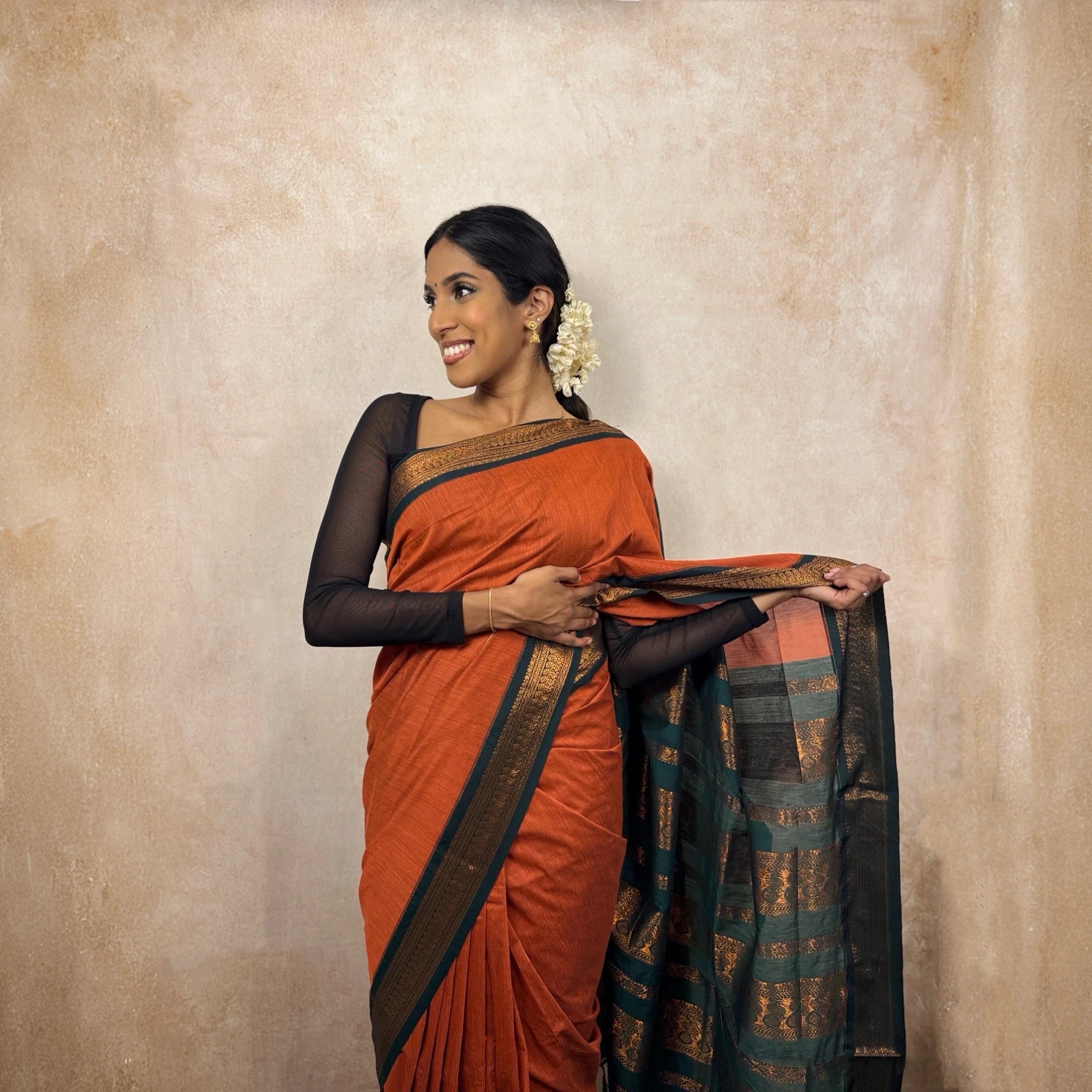 Kalyani Cotton (Orange/Green)
