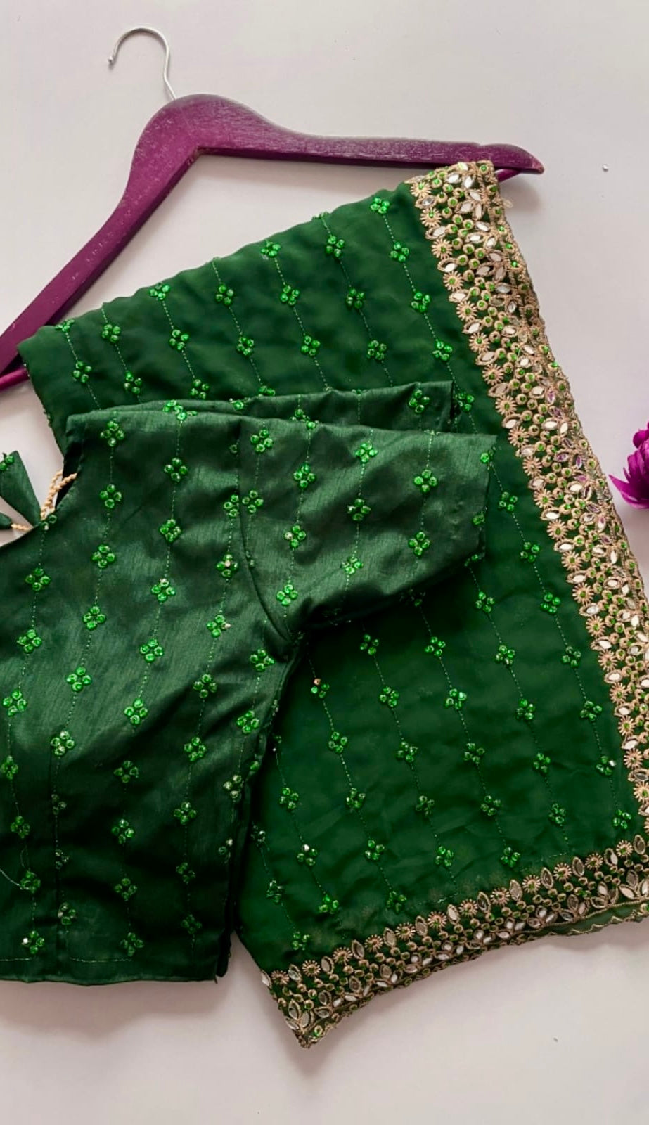 Georgette with Sequin (Forest Green)