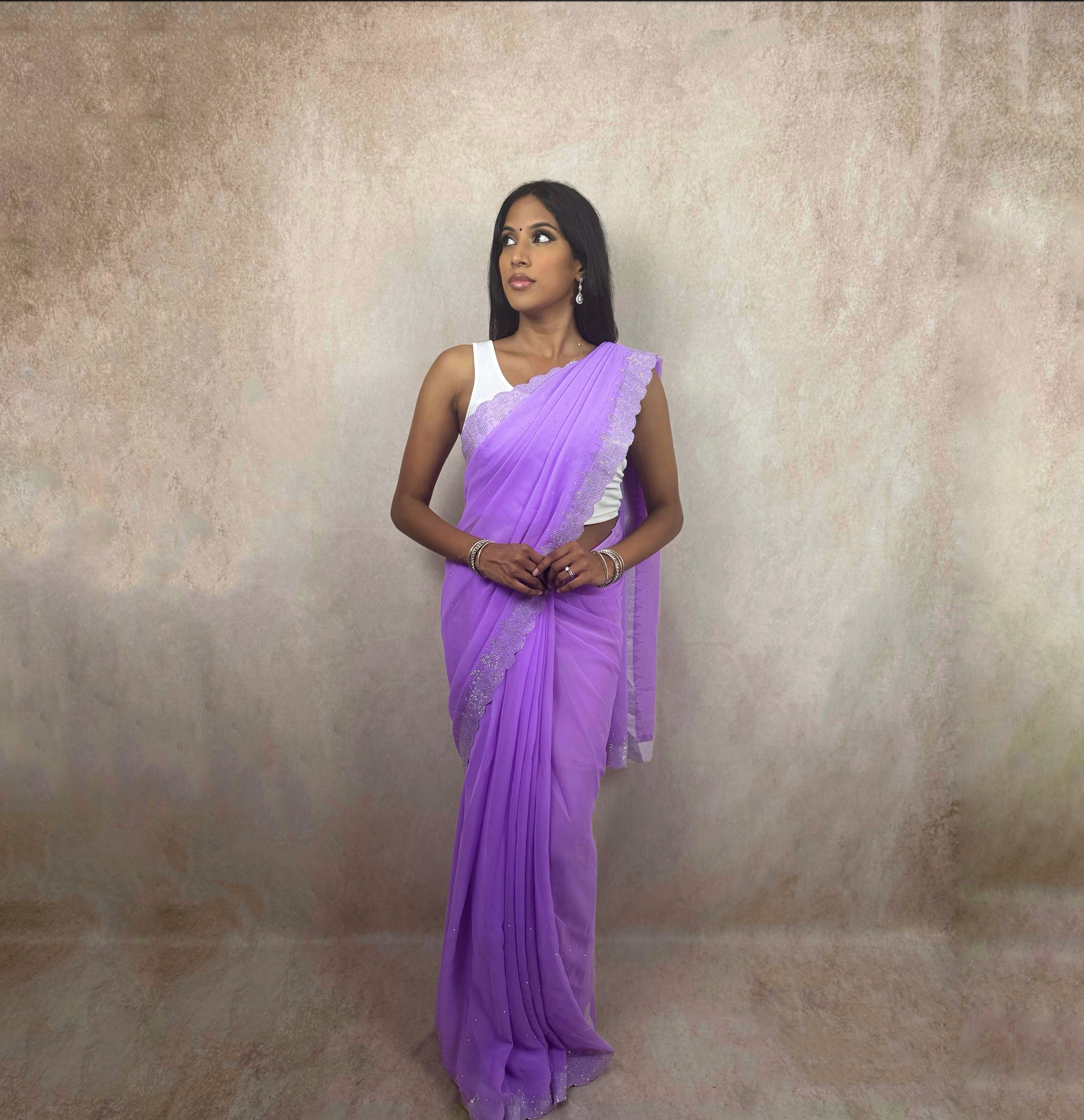 Georgette with Stone Work (Purple)