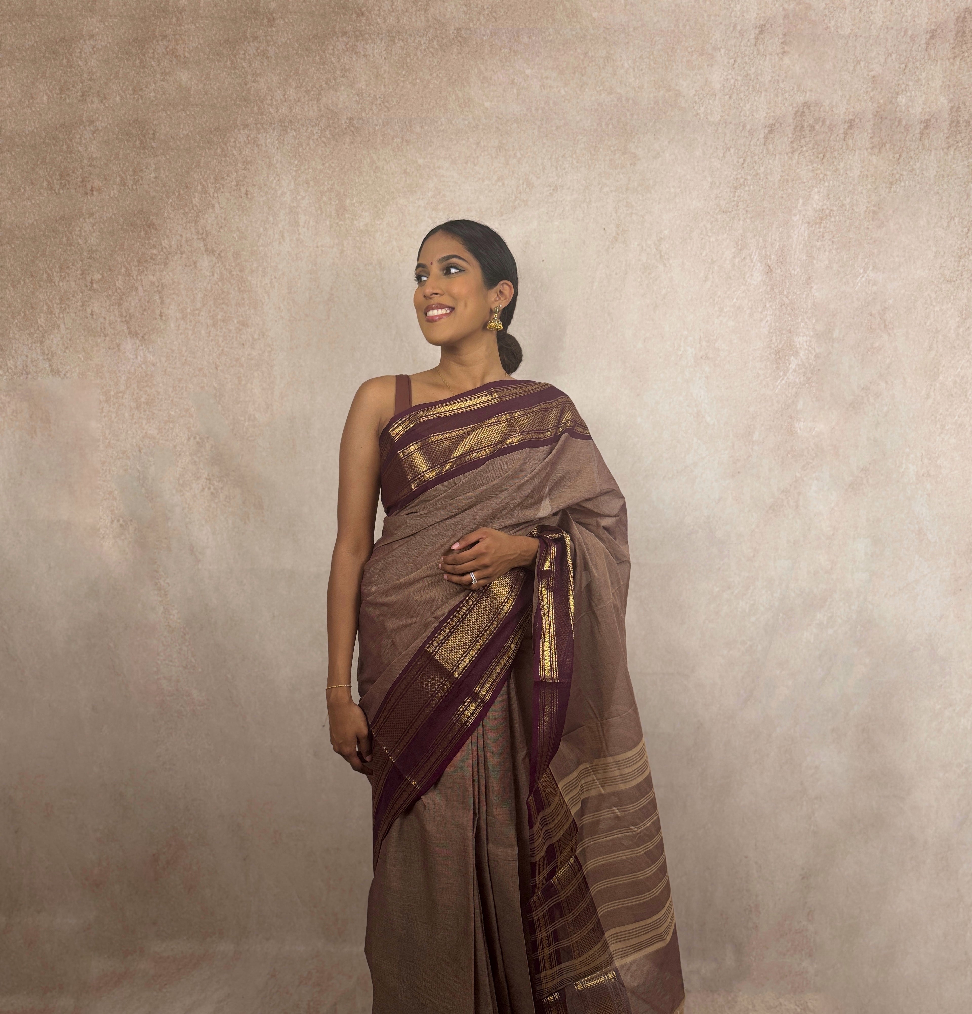 Kanchi Cotton (Beige/Brown)