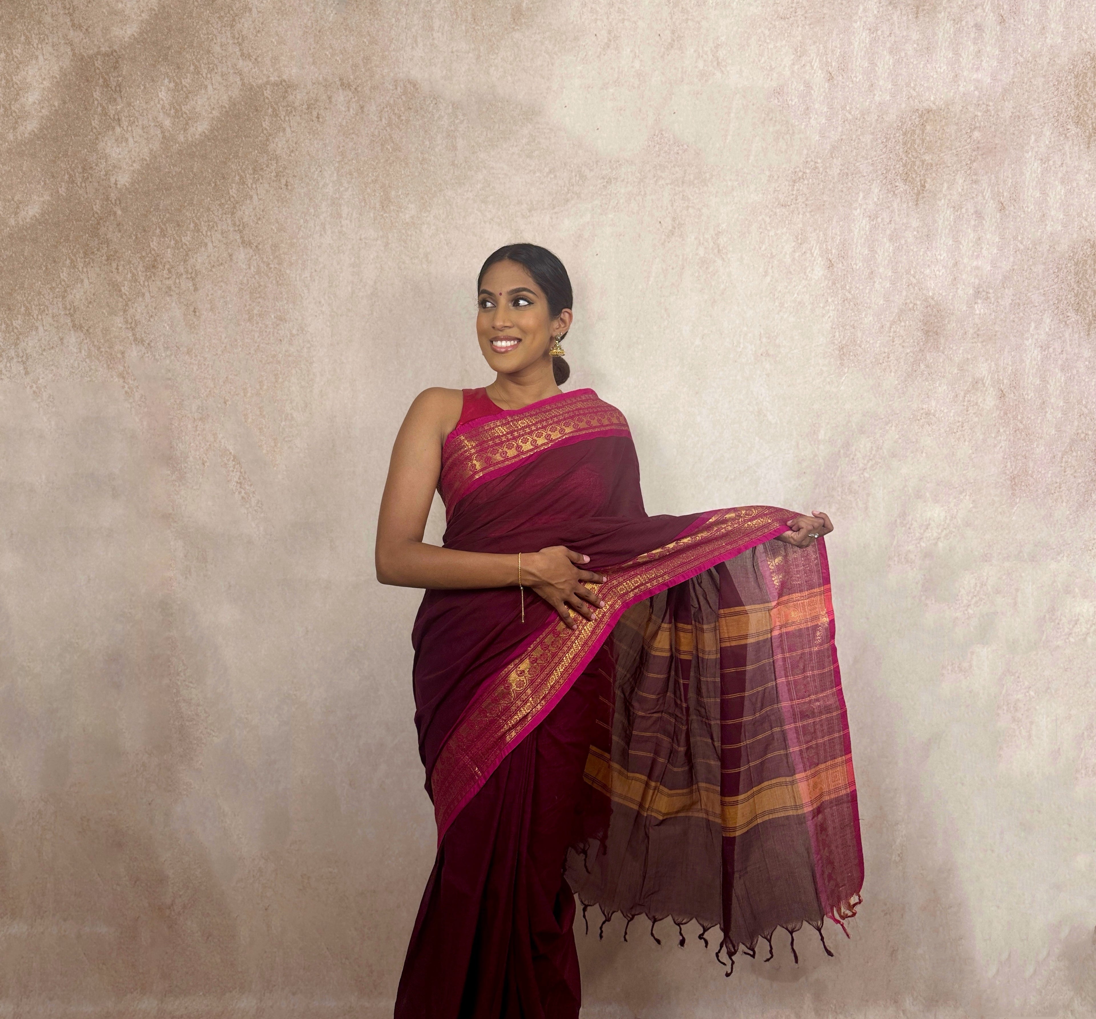 Kanchi Cotton (Burgundy/Magenta)
