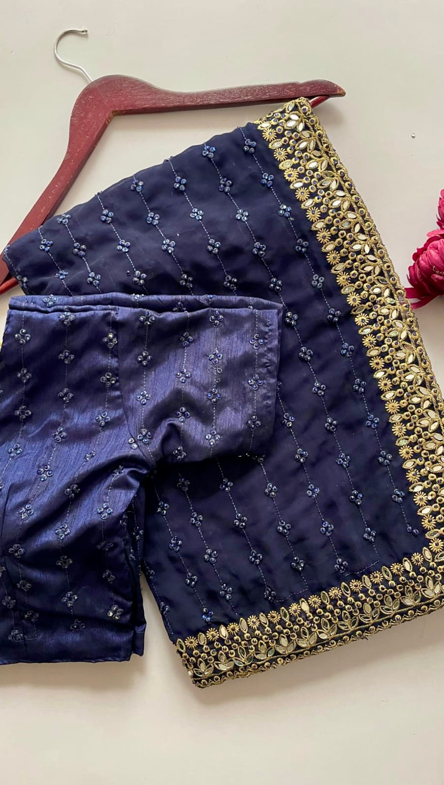 Georgette with Sequin (Navy)
