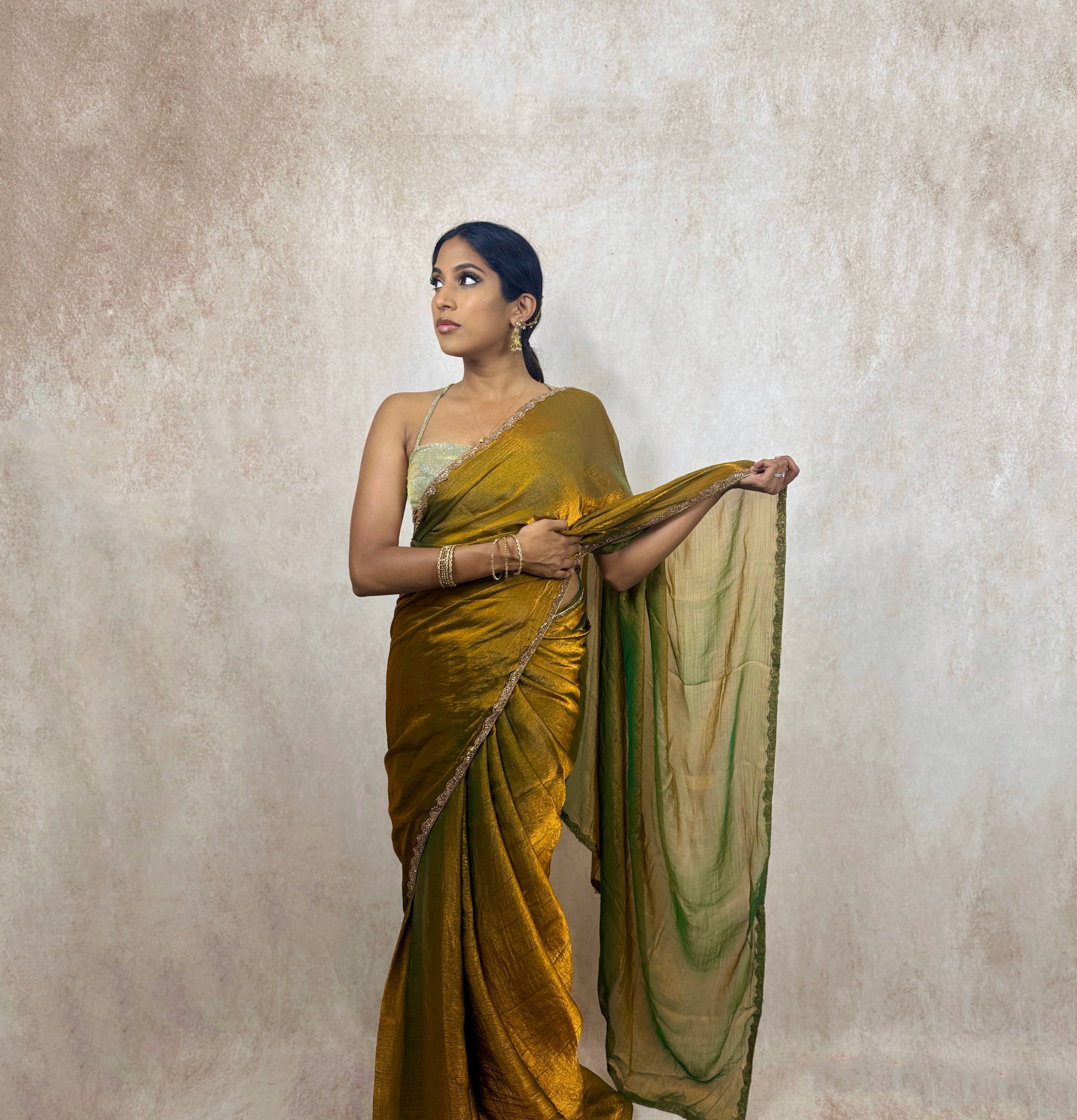Metallic Soft Silk (Green/Copper)