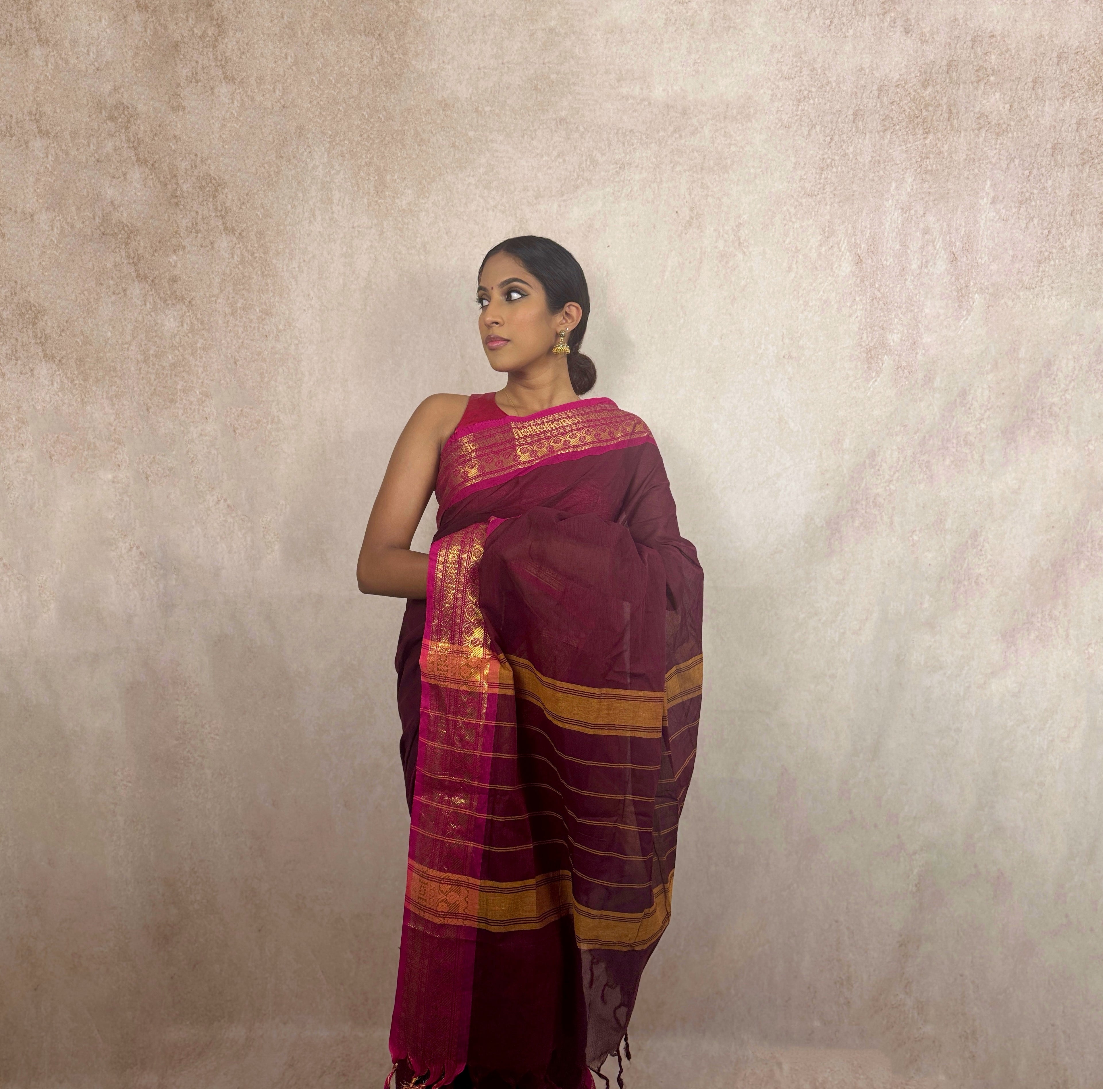 Kanchi Cotton (Burgundy/Magenta)