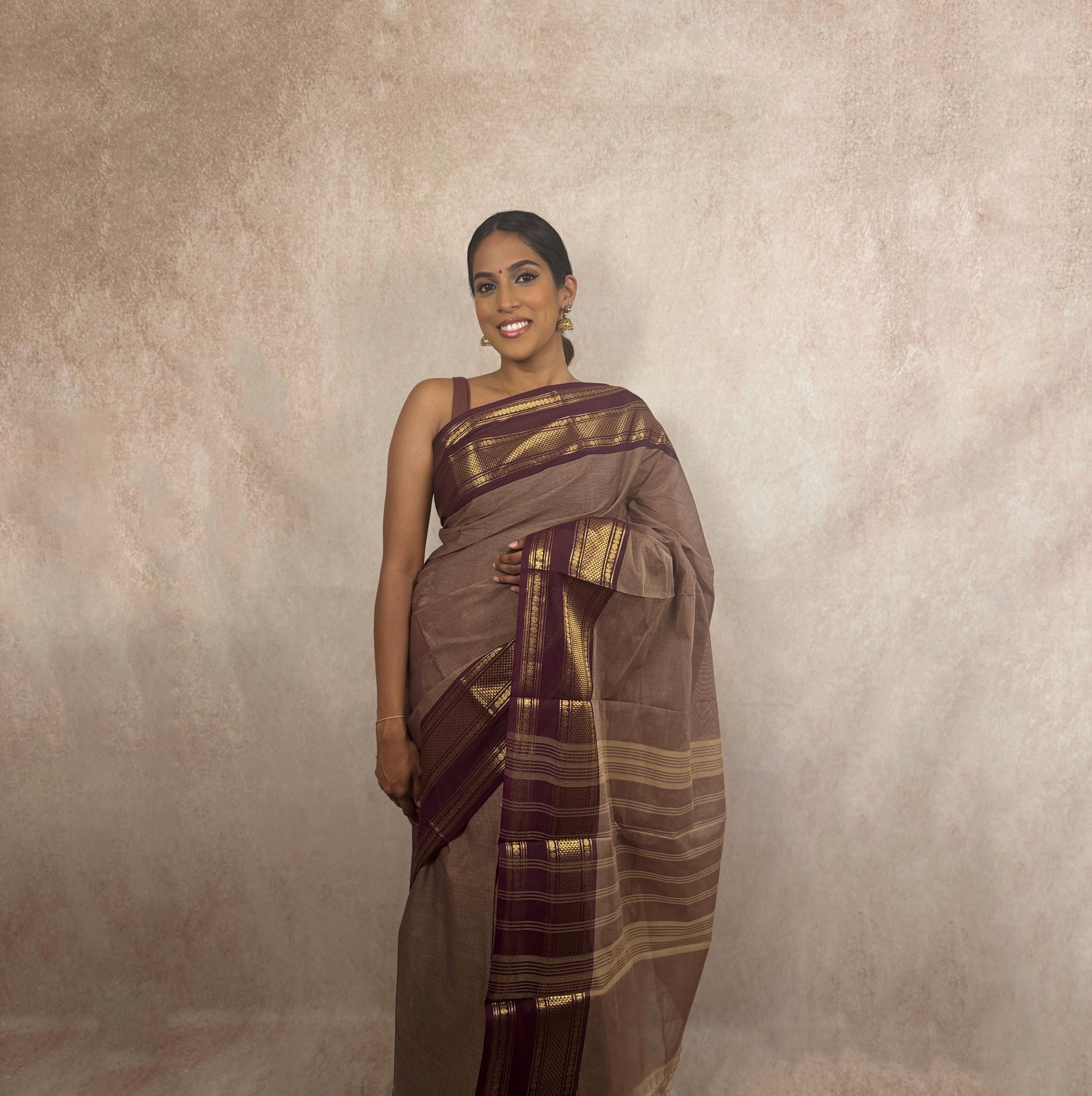Kanchi Cotton (Beige/Brown)