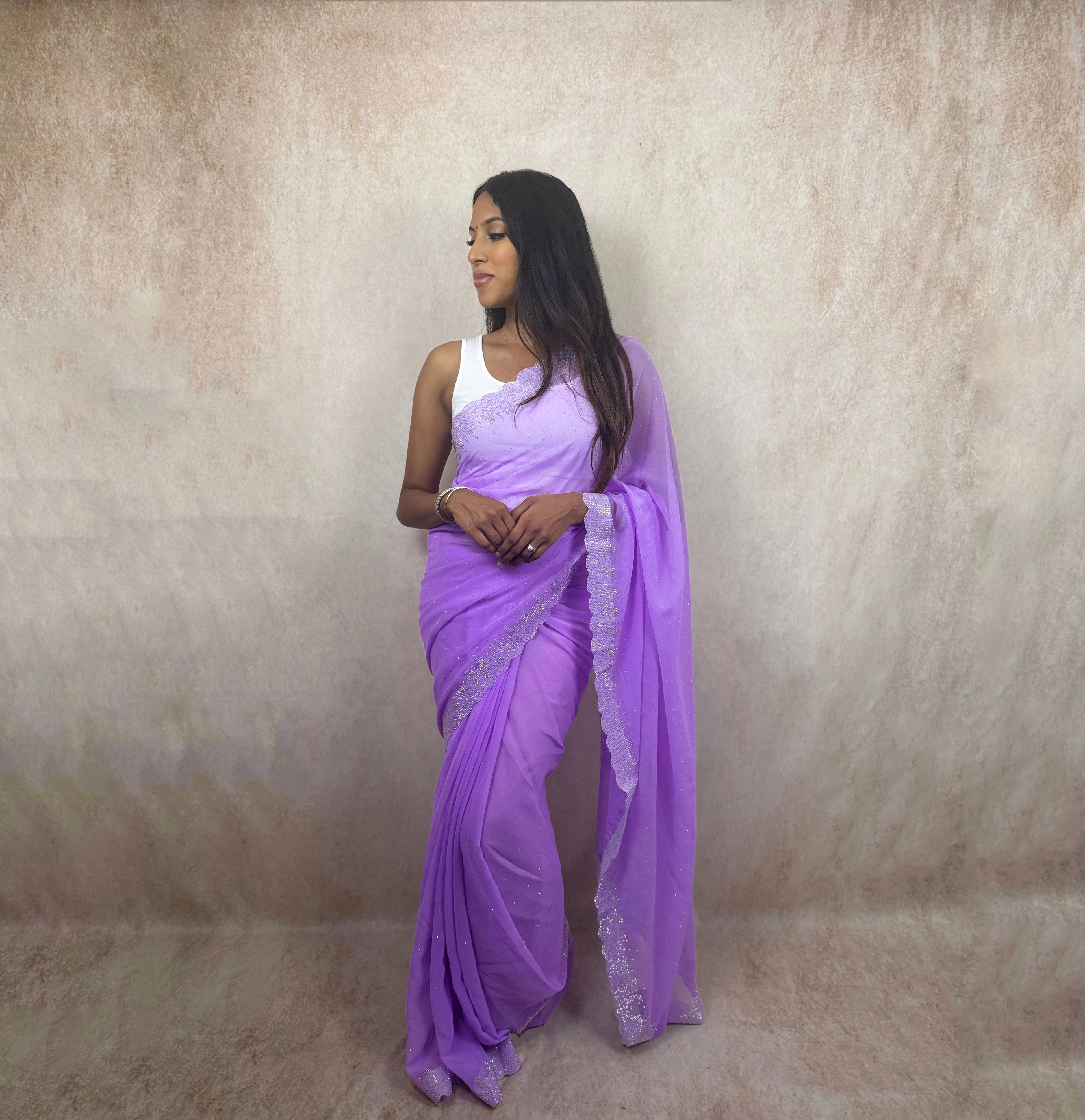 Georgette with Stone Work (Purple)