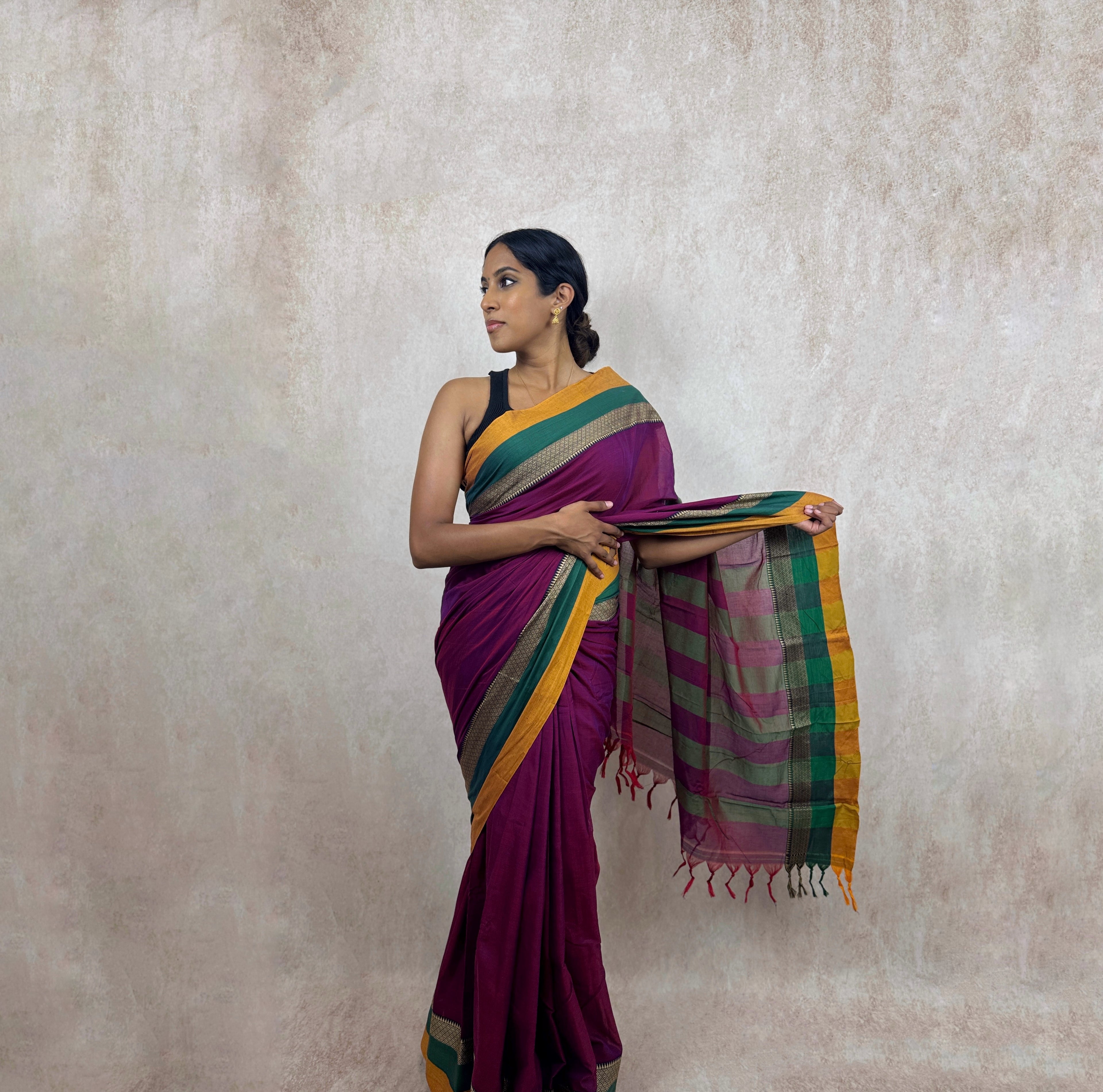 Naranyapet Cotton (Purple/Mustard/Green)