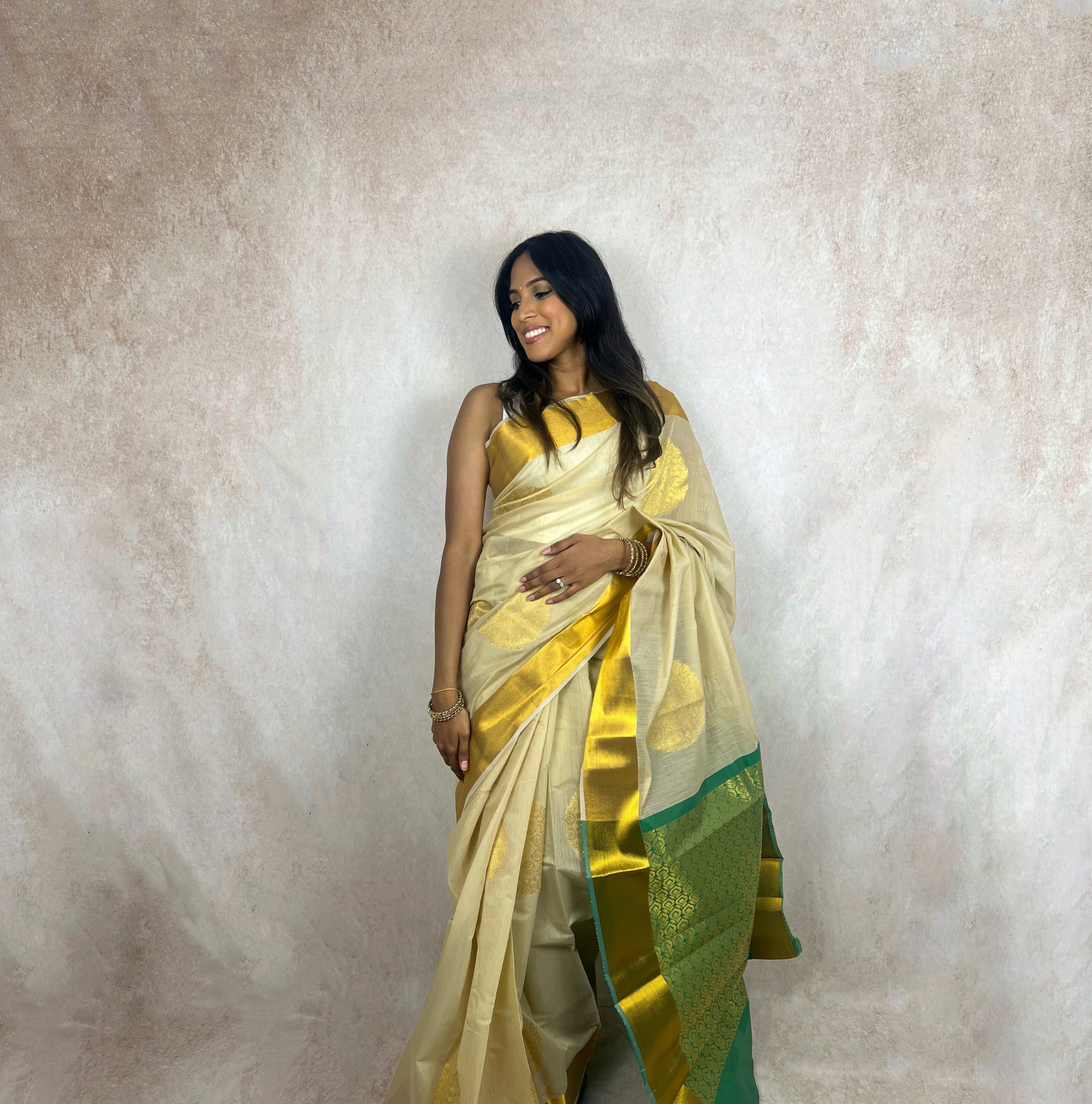 Silk Cotton (Cream/Green)