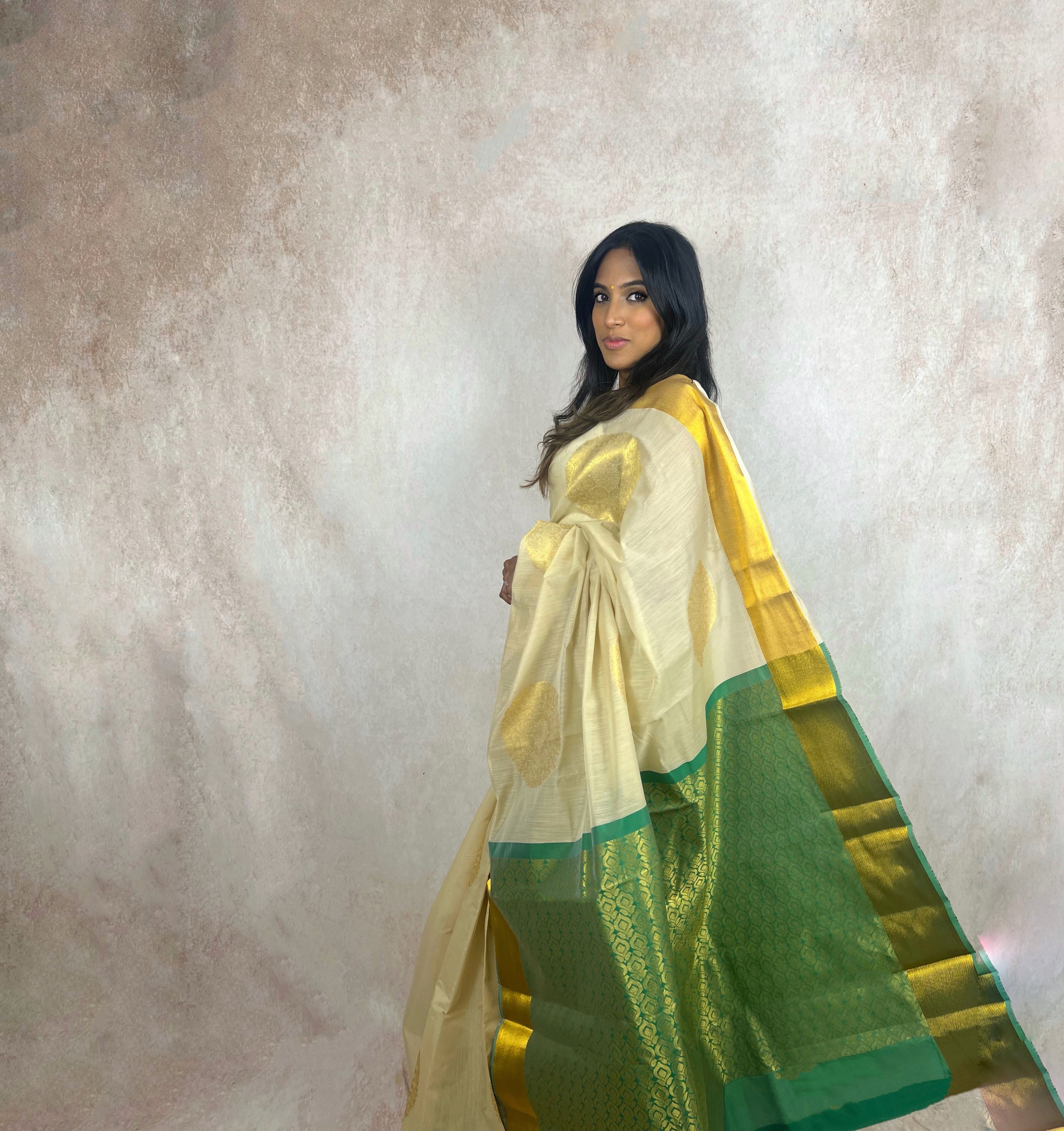 Silk Cotton (Cream/Green)