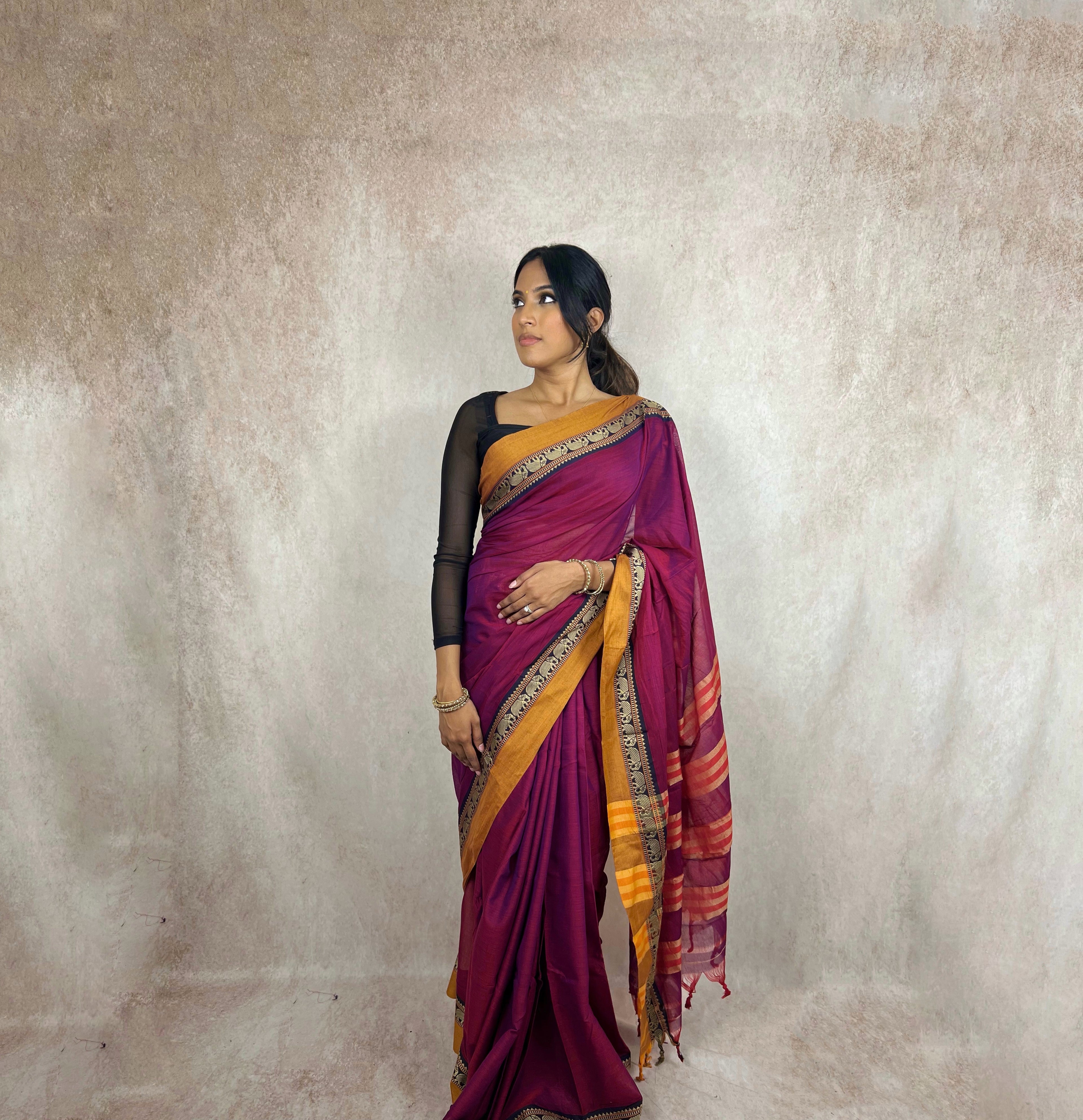 Naranyapet Cotton (Magenta/Orange)