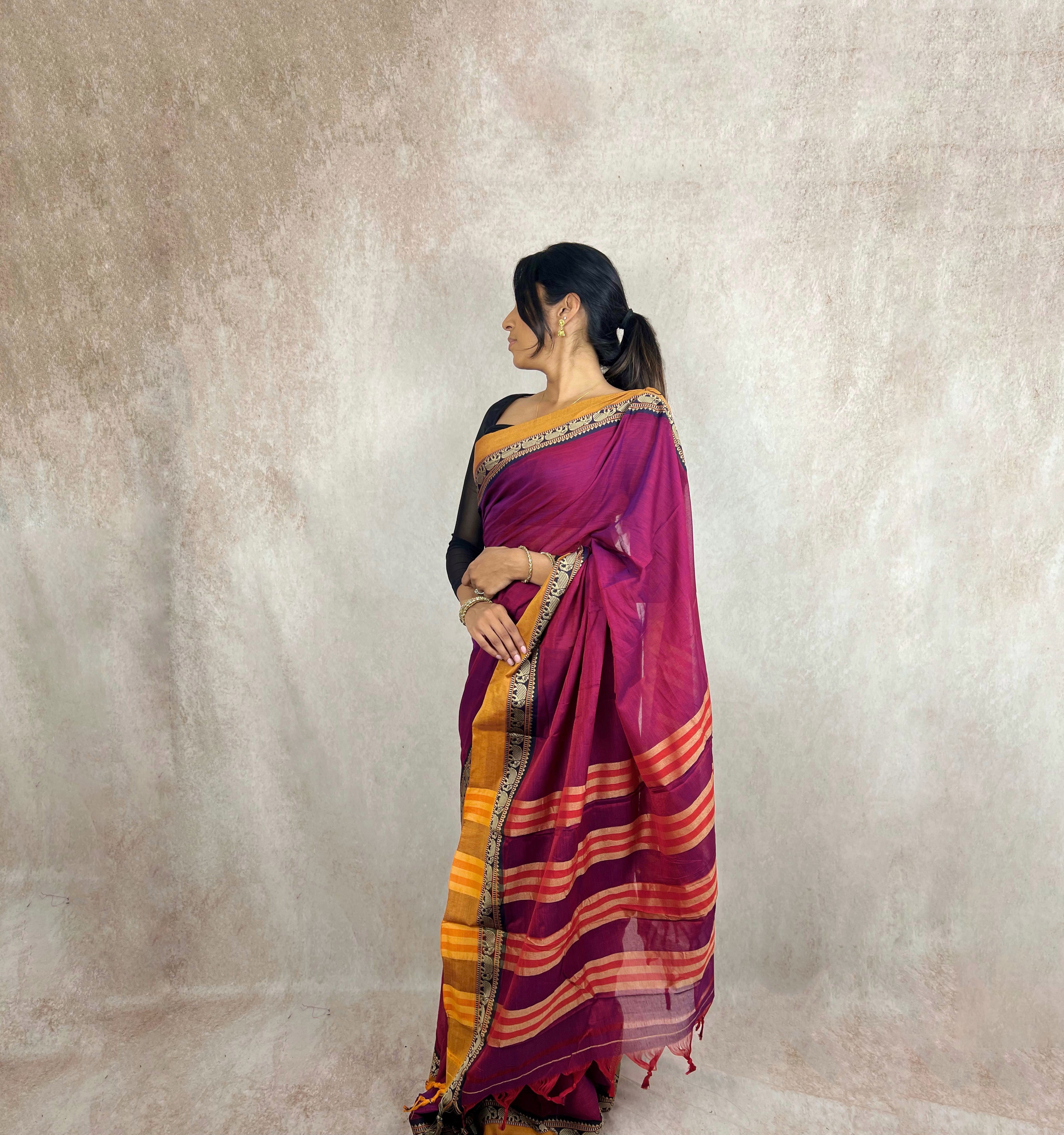 Naranyapet Cotton (Magenta/Orange)