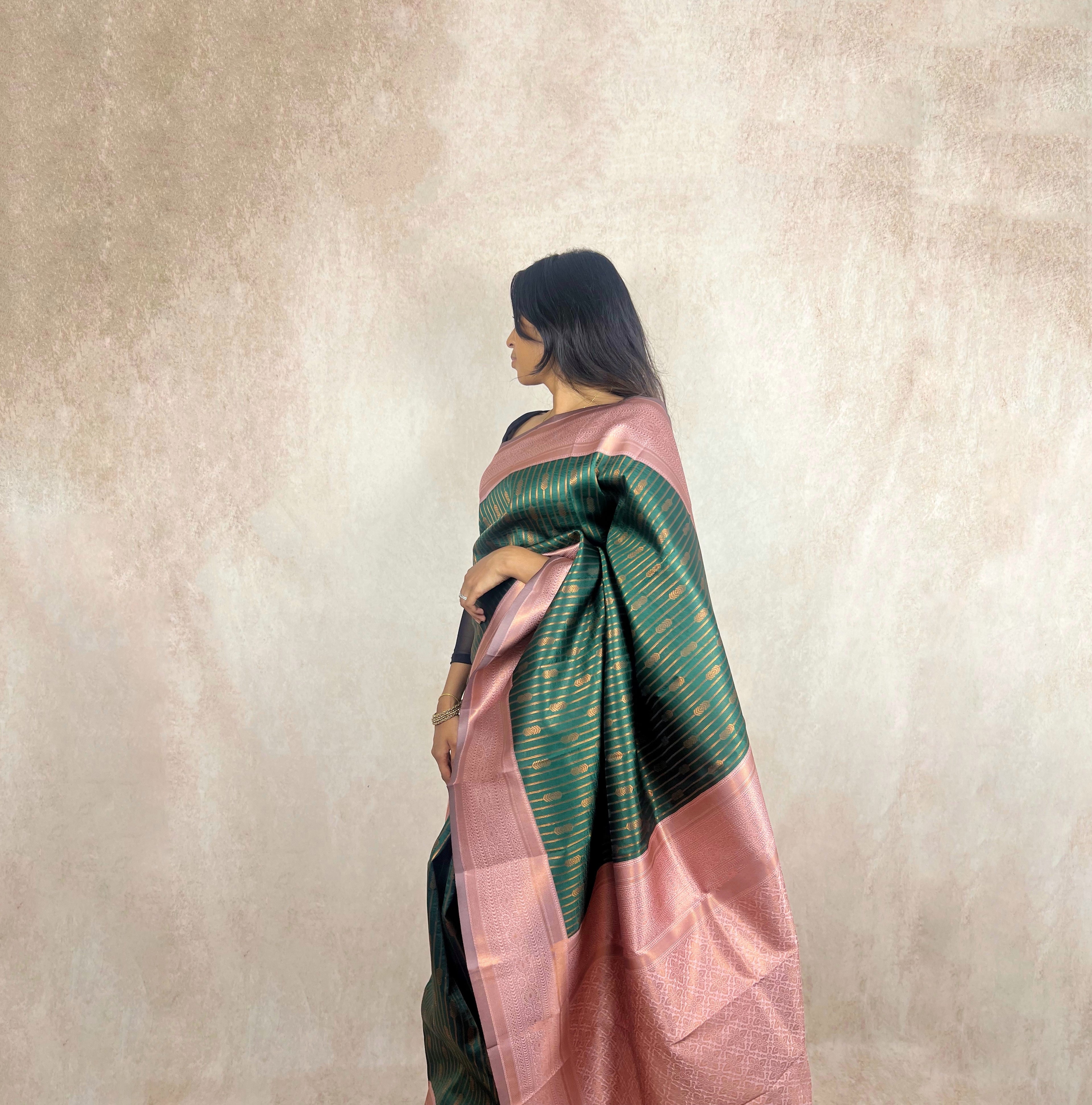 Kanchi Soft Silk (Green/Pink)