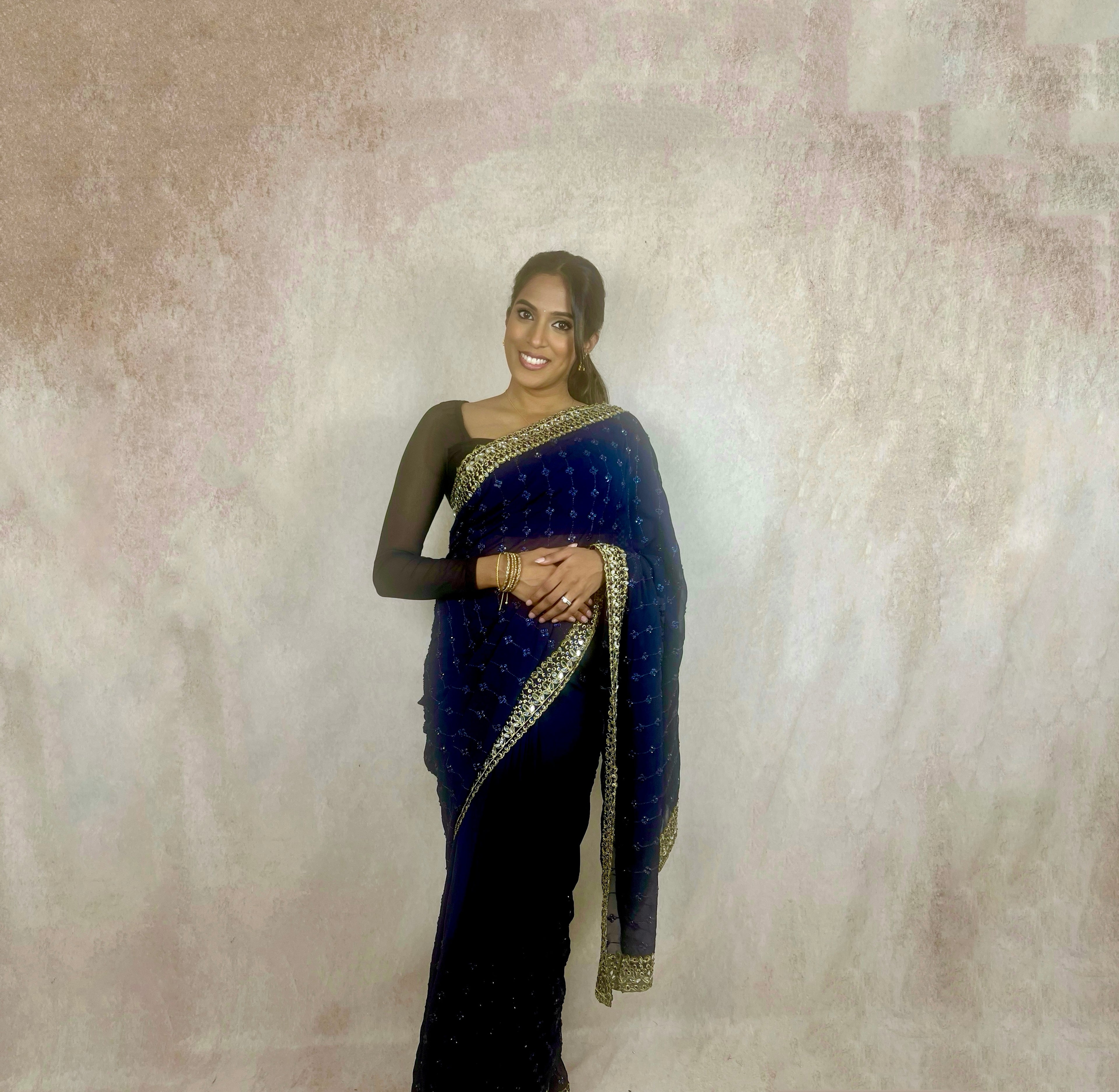 Georgette with Sequin (Navy)