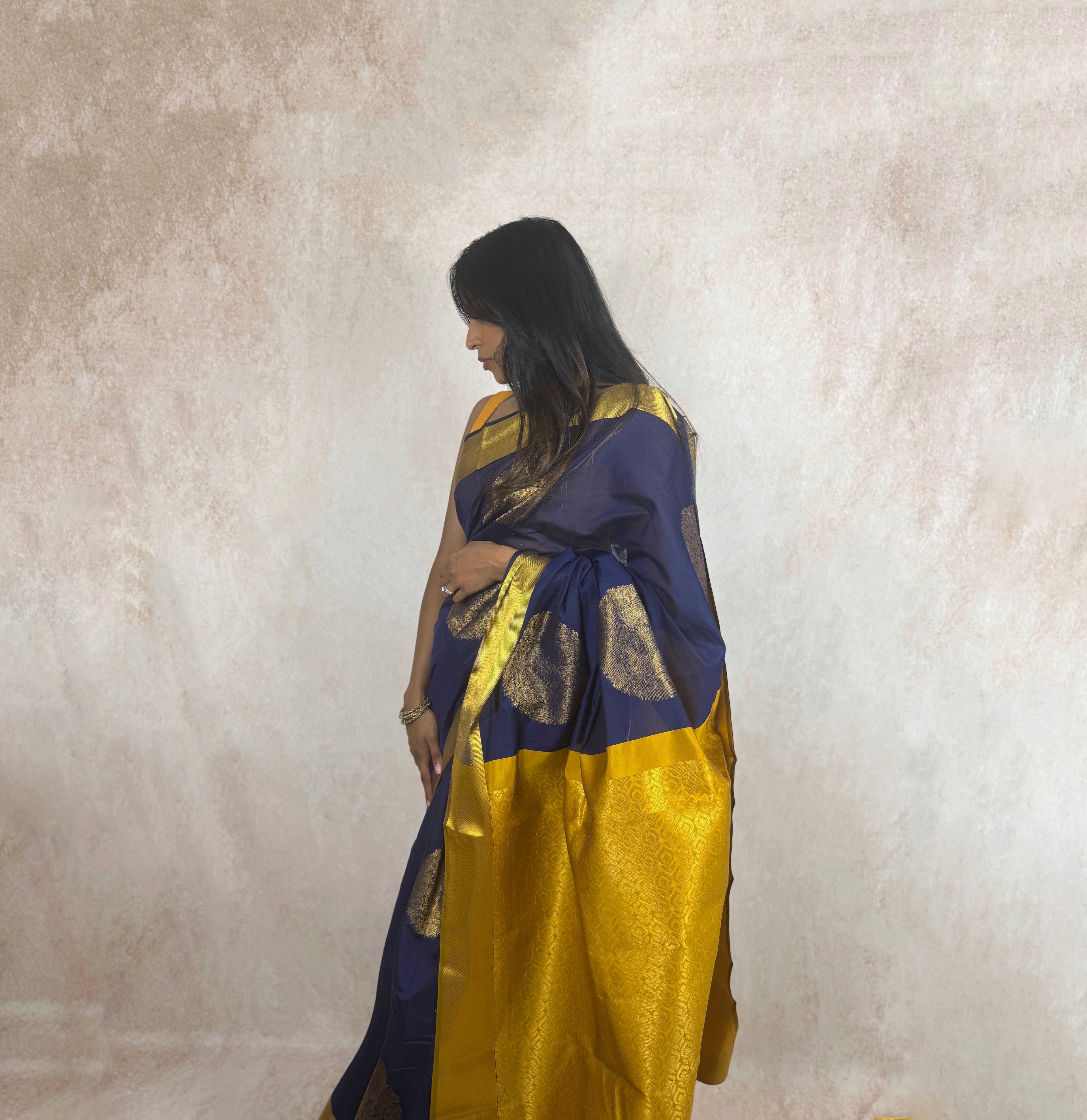 Silk Cotton (Navy/Yellow)