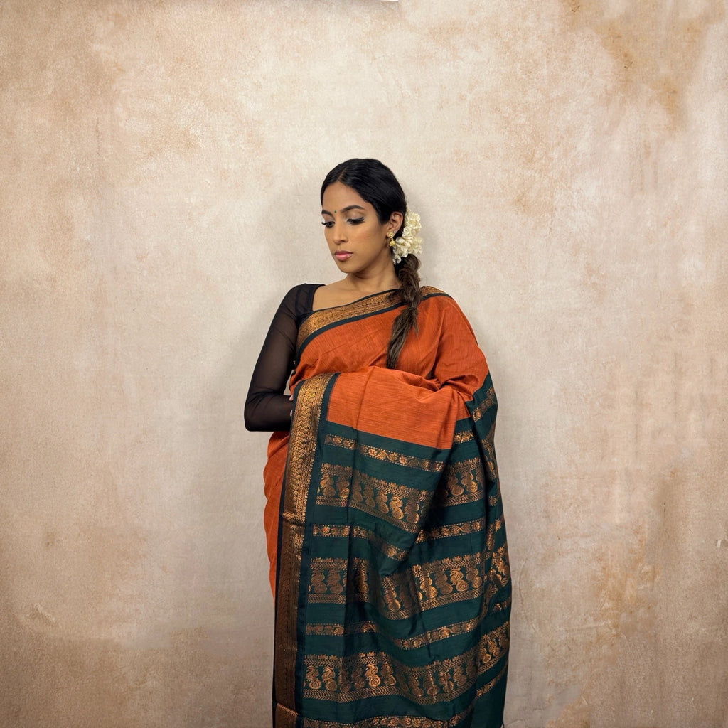 Kalyani Cotton (Orange/Green)