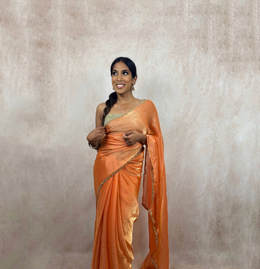 Metallic Soft Silk (Peach/Gold)