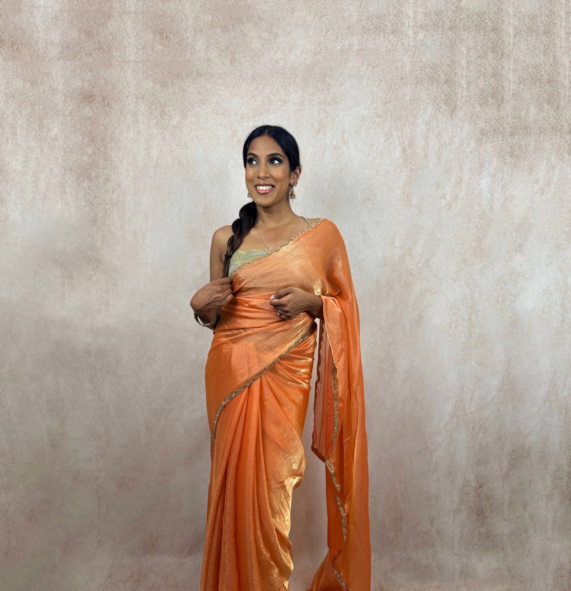 Metallic Soft Silk (Peach/Gold)