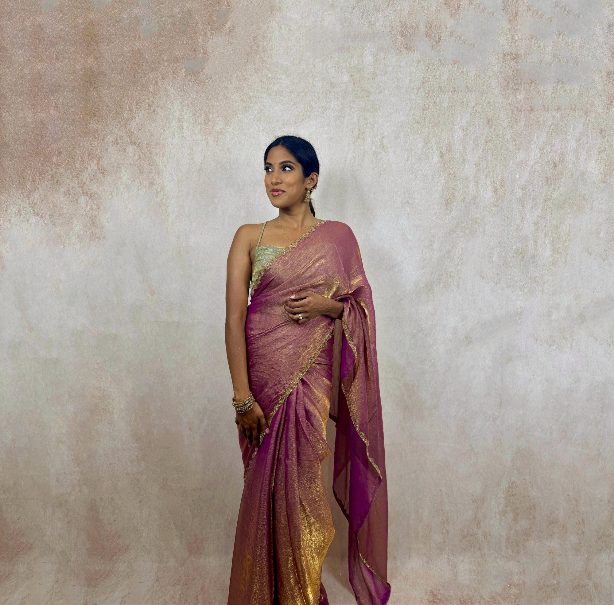 Metallic soft silk (Mauve/Gold)