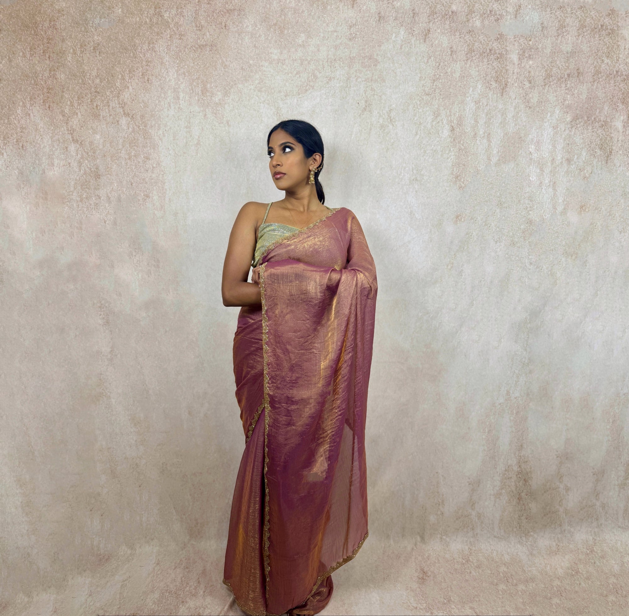 Metallic soft silk (Mauve/Gold)