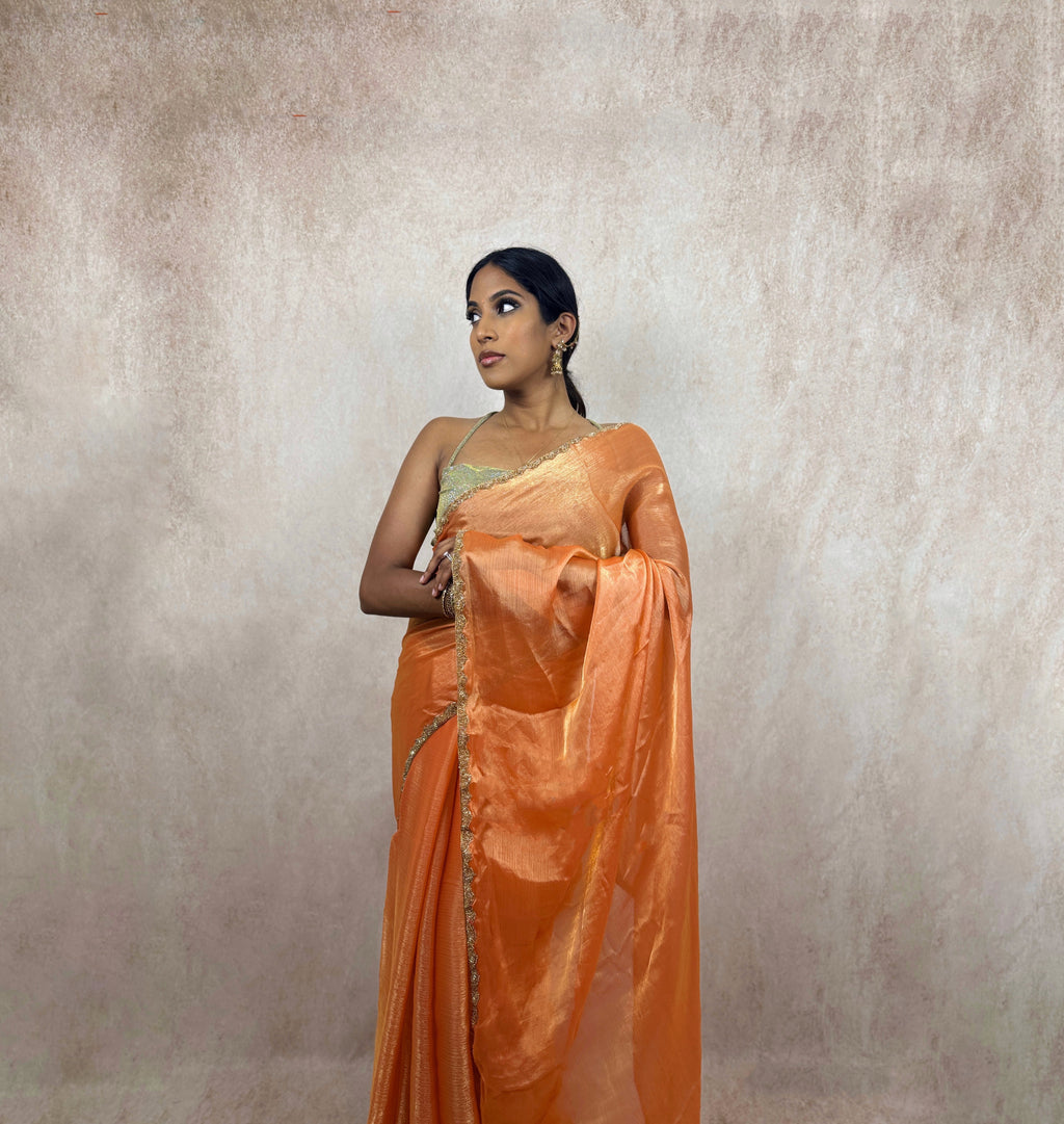Metallic Soft Silk (Peach/Gold)