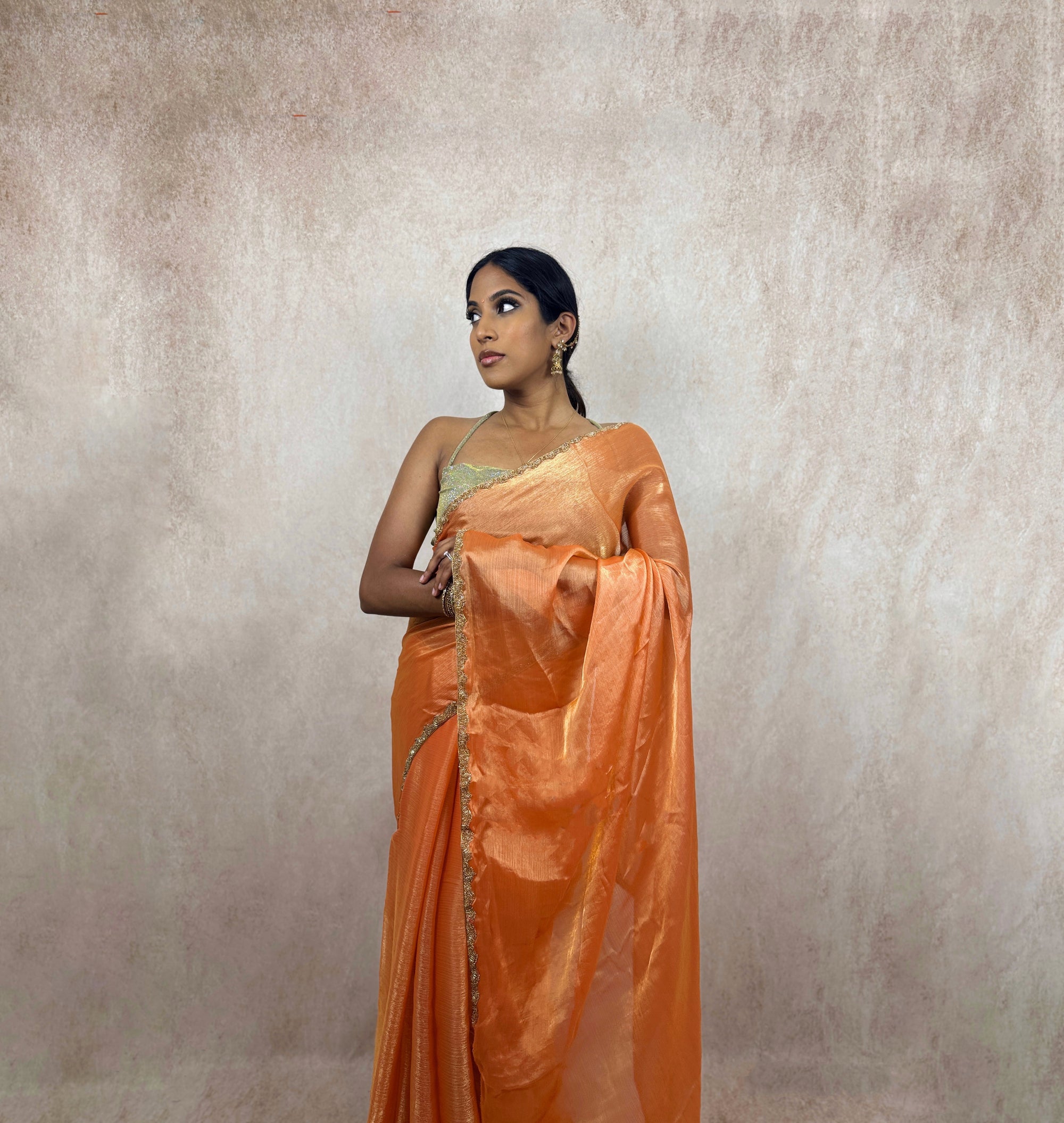 Metallic Soft Silk (Peach/Gold)