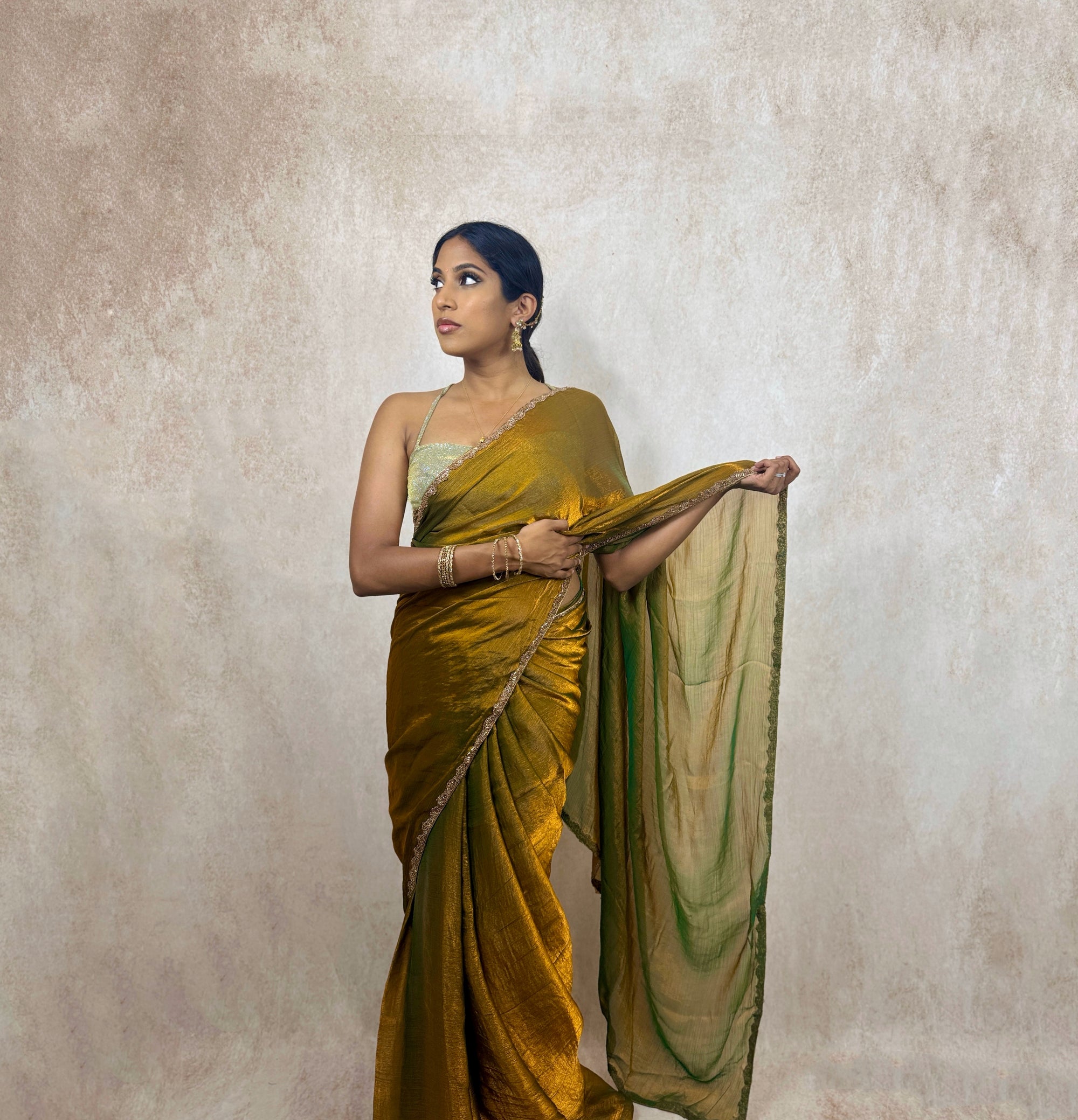 Metallic Soft Silk (Green/Copper)