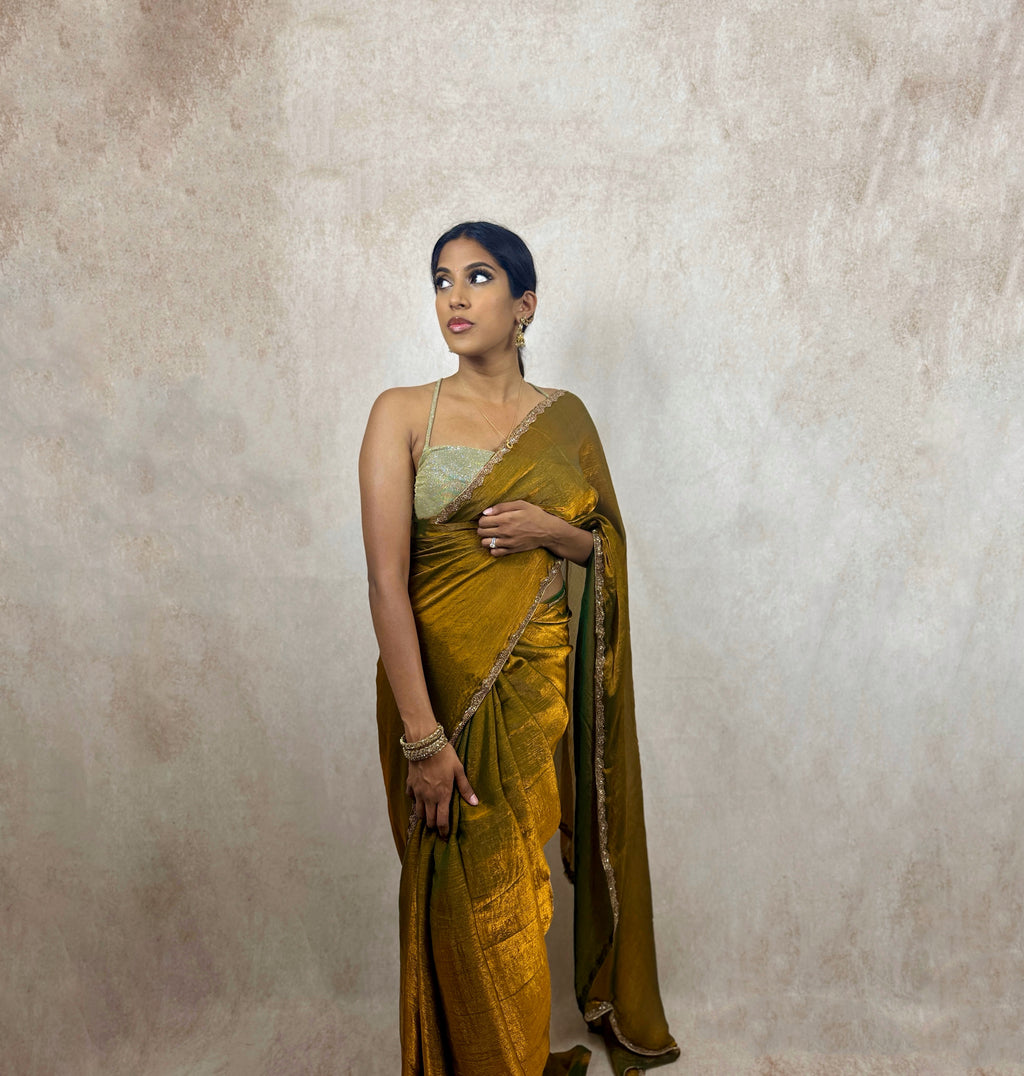 Metallic Soft Silk (Green/Copper)