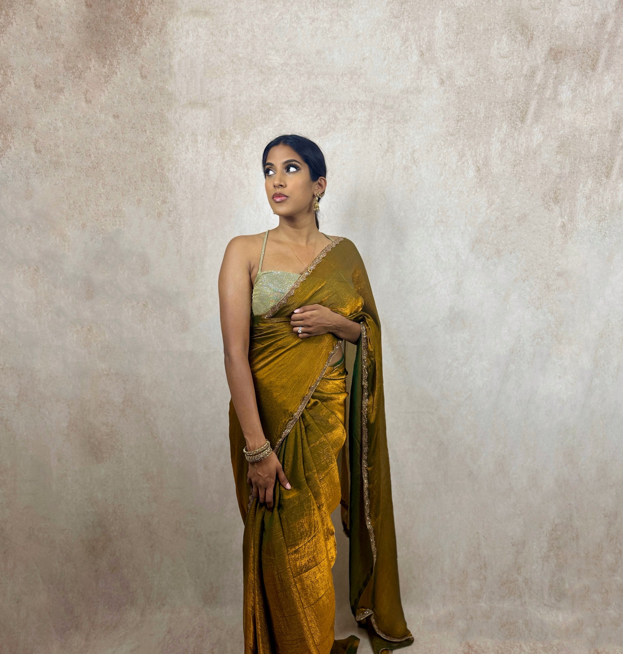 Metallic Soft Silk (Green/Copper)