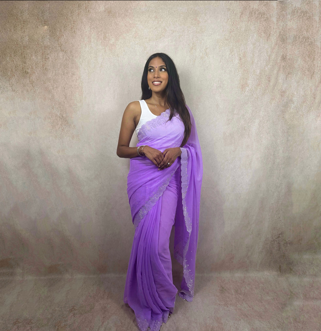 Georgette with Stone Work (Purple)