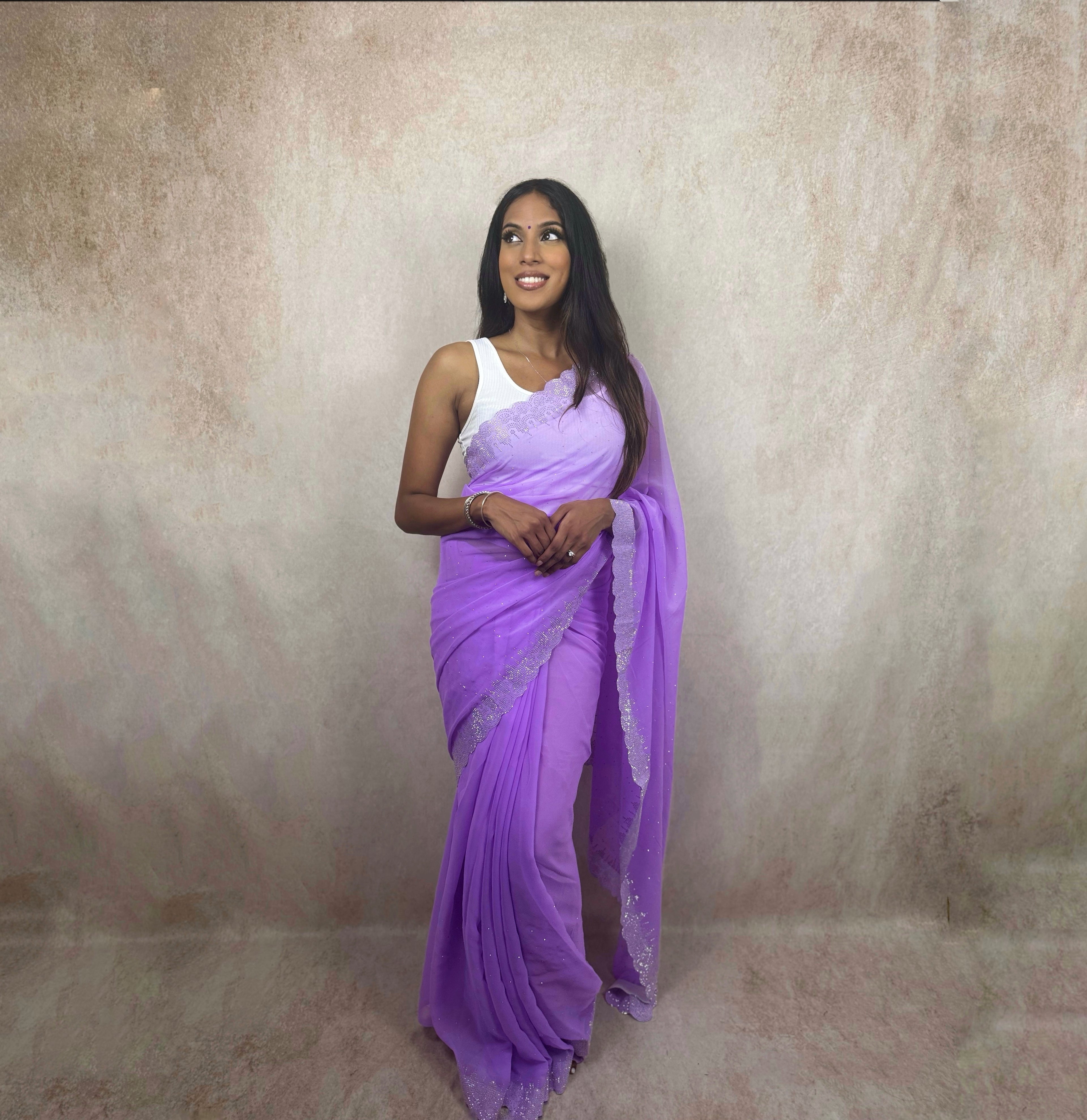 Georgette with Stone Work (Purple)