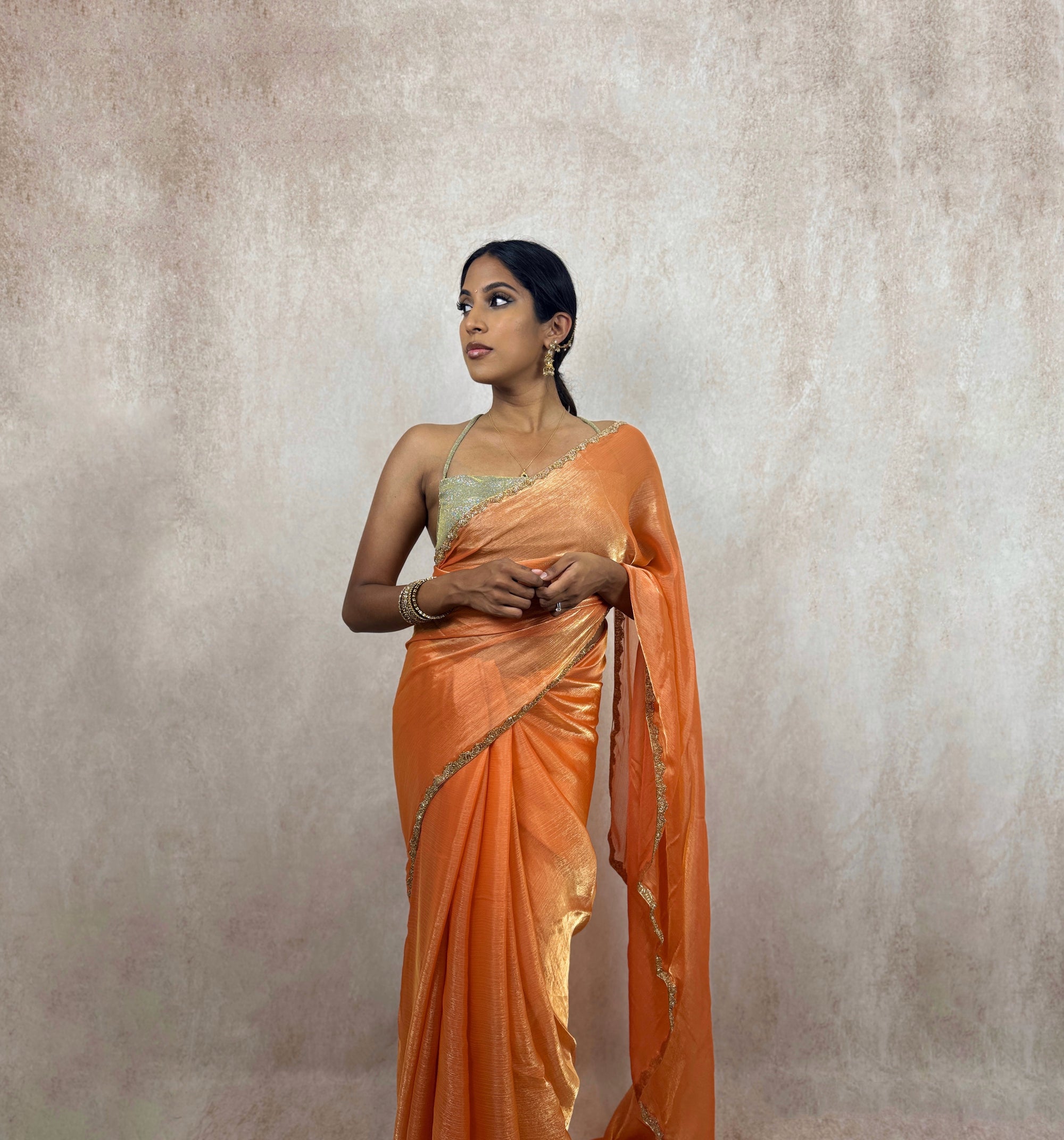Metallic Soft Silk (Peach/Gold)
