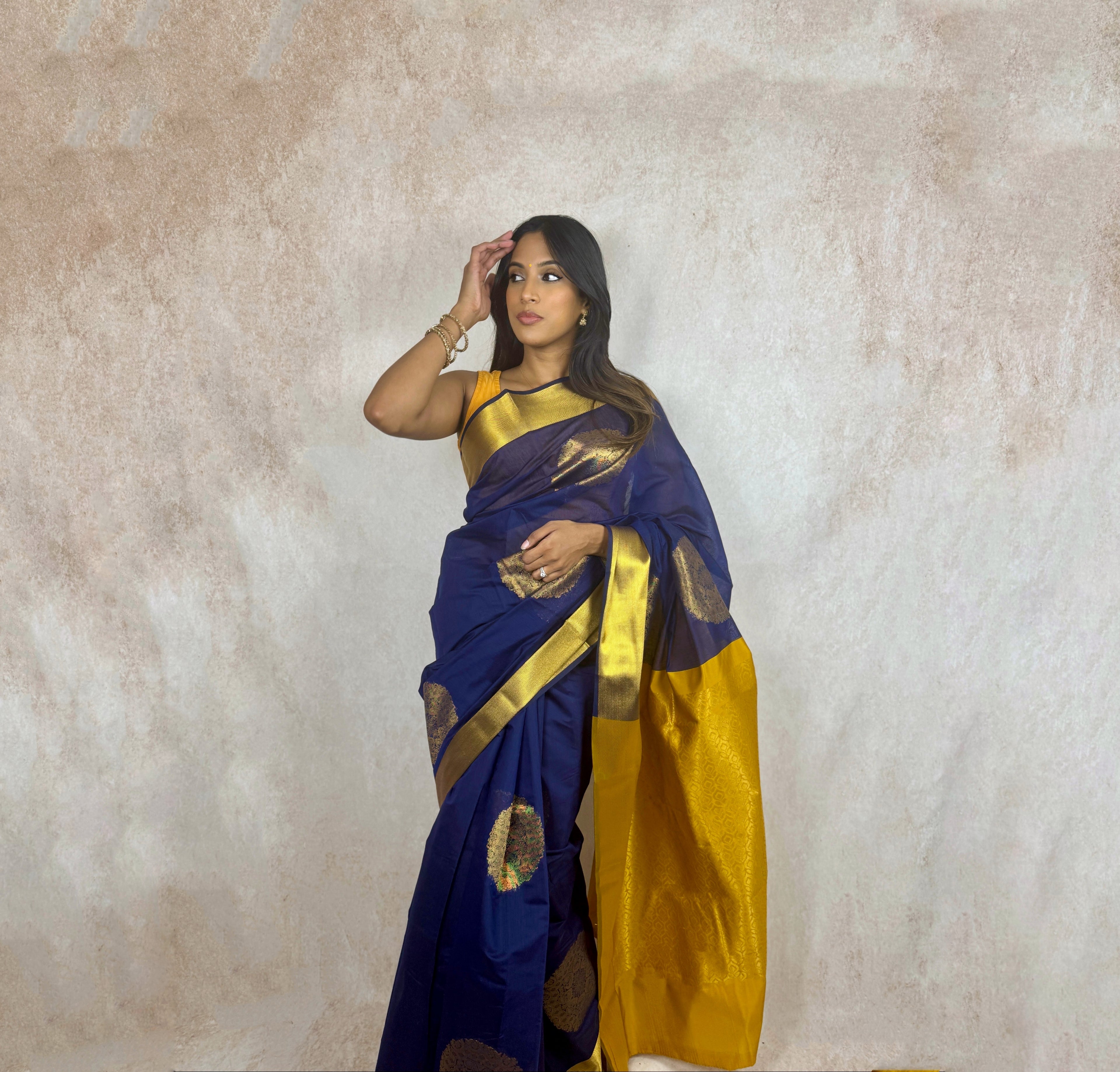 Silk Cotton (Navy/Yellow)