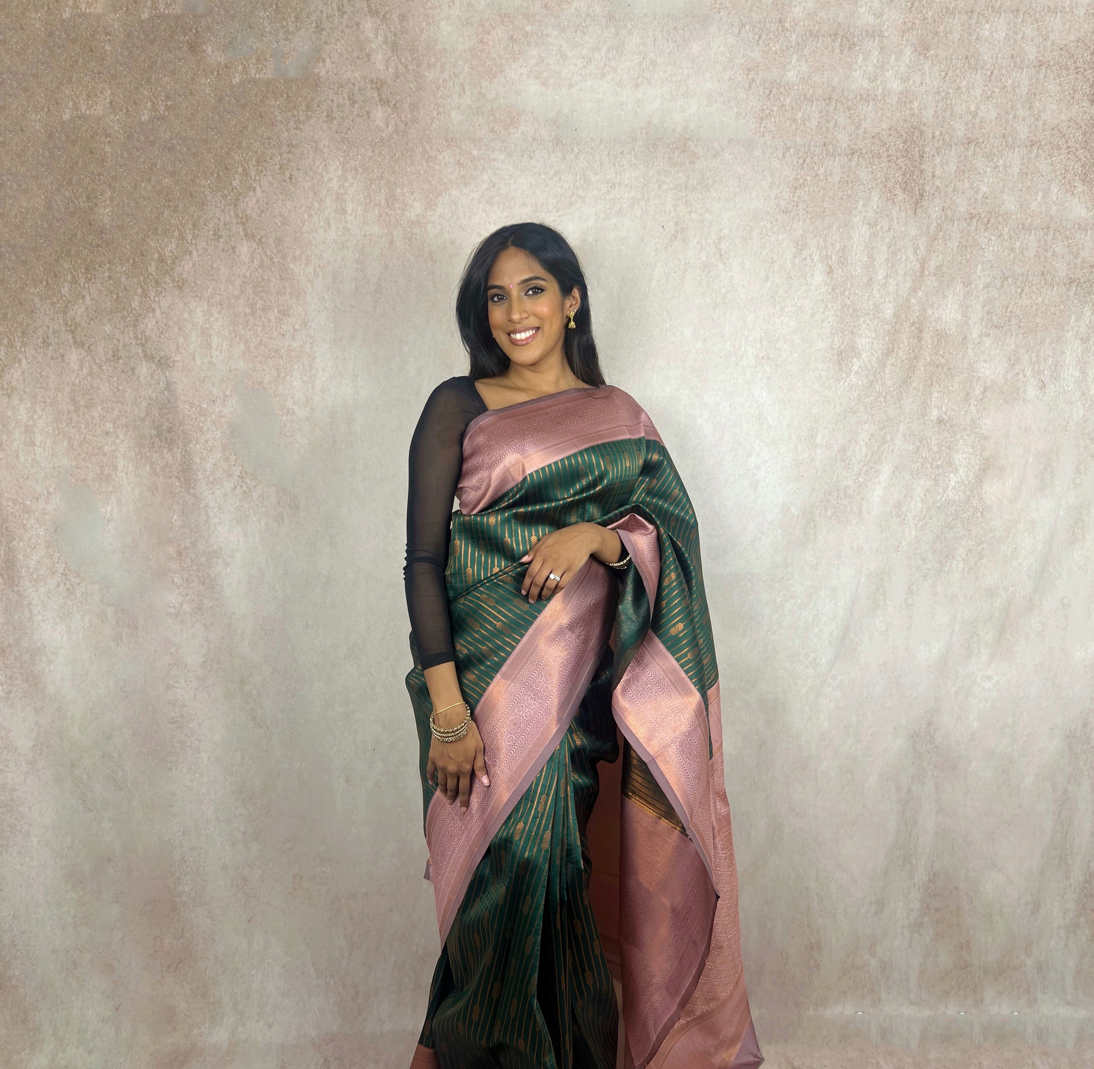 Kanchi Soft Silk (Green/Pink)