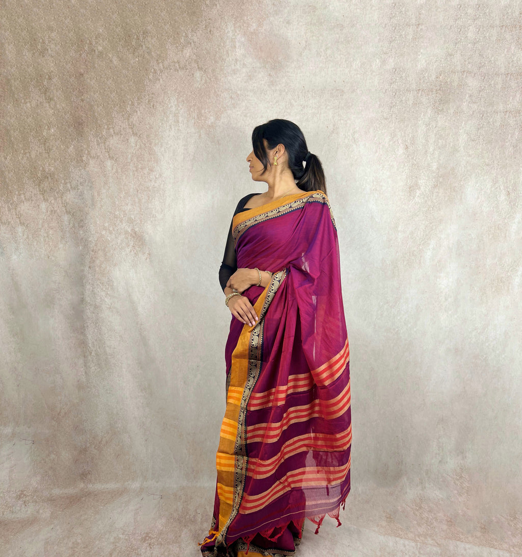 Naranyapet Cotton (Magenta/Orange)